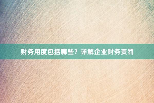 财务用度包括哪些？详解企业财务责罚